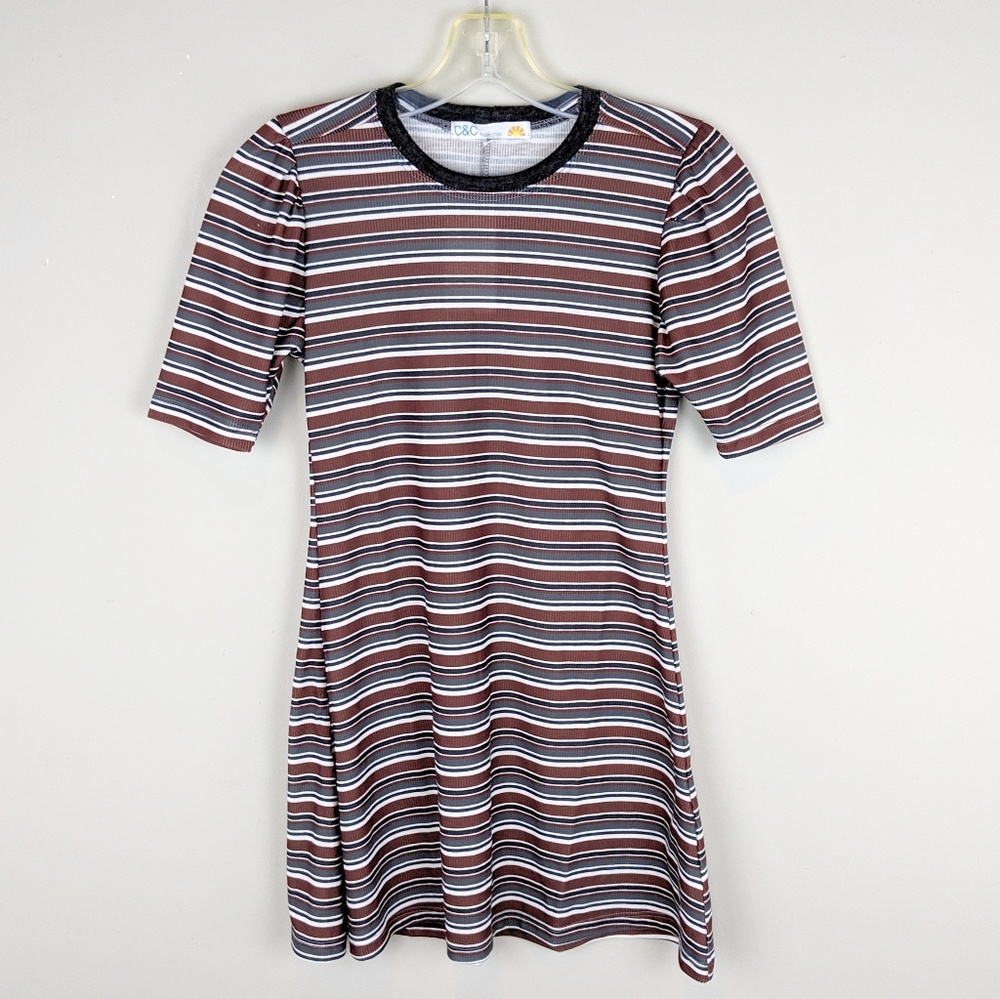C&C California | Multicolor Striped Shirt Dress-H9